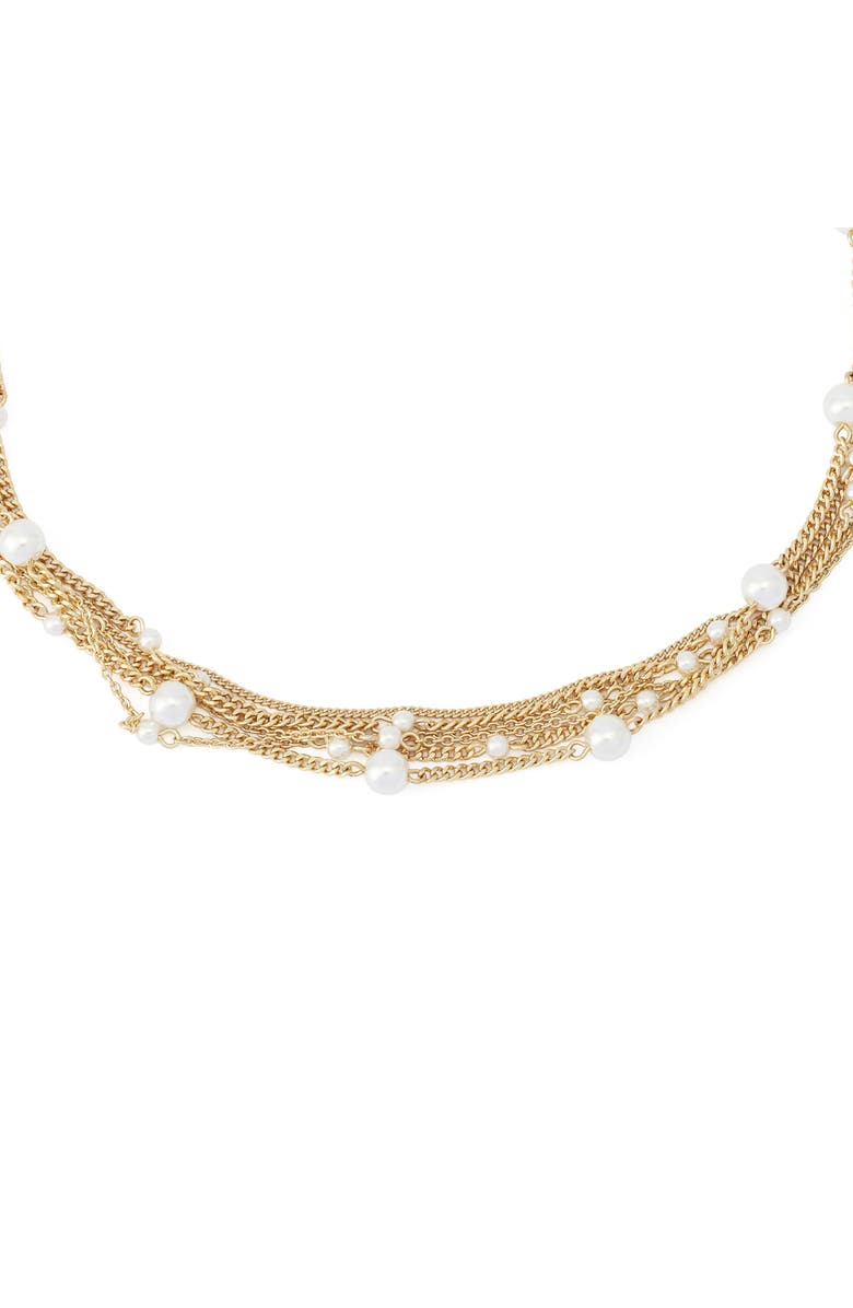 AllSaints Faux Pearl Layered Necklace, Alternate, color, Pearl/ Vintage Gold