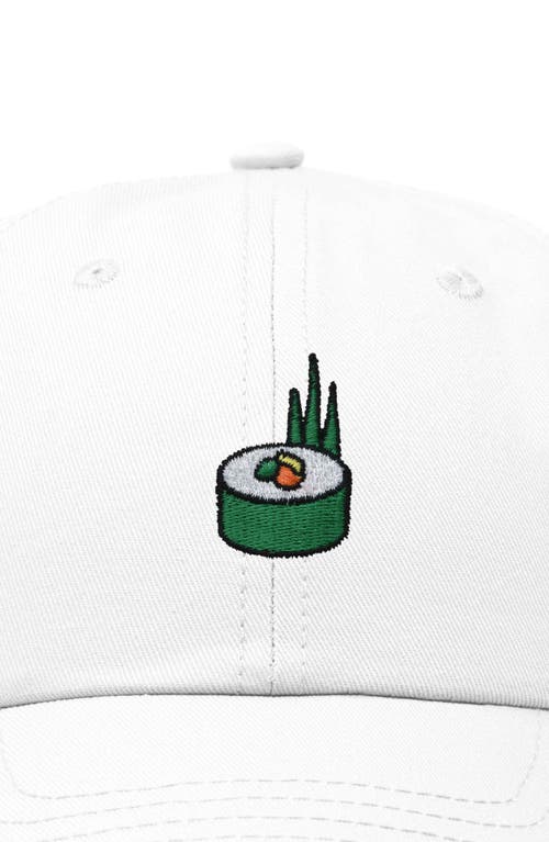 Dalix Sushi Roll Embroidered Dad Hat In White