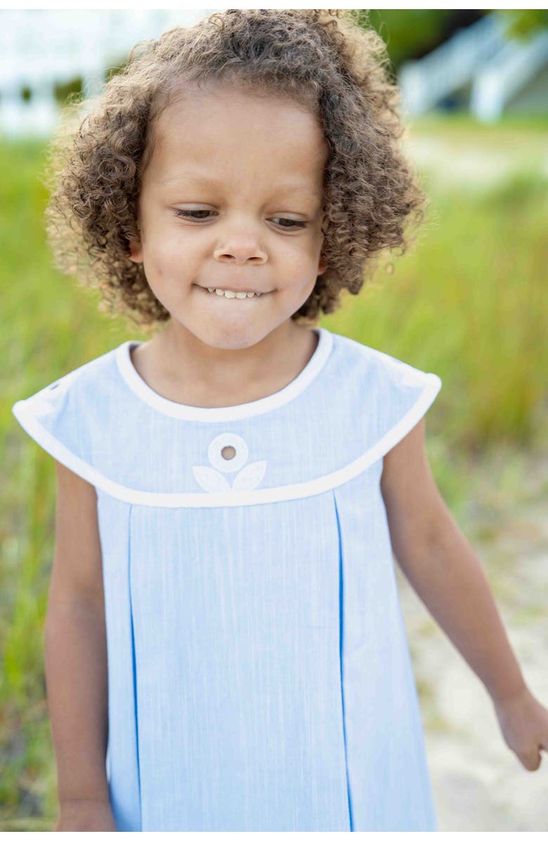 Florence Eiseman Linen-Look Dress With Vintage Flower, Alternate, color, Blue