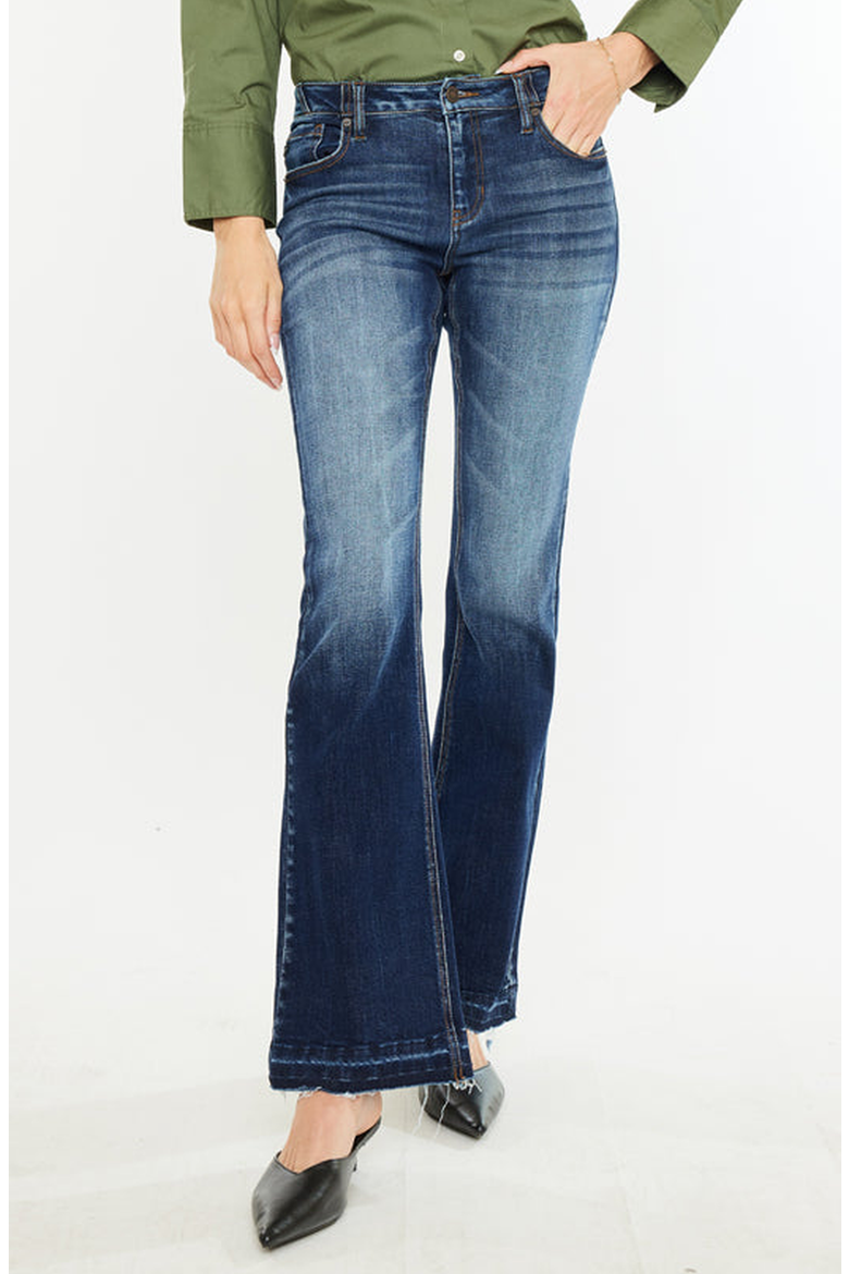 Rowan Mid Rise Flare Jeans, Main, color, Dark Wash