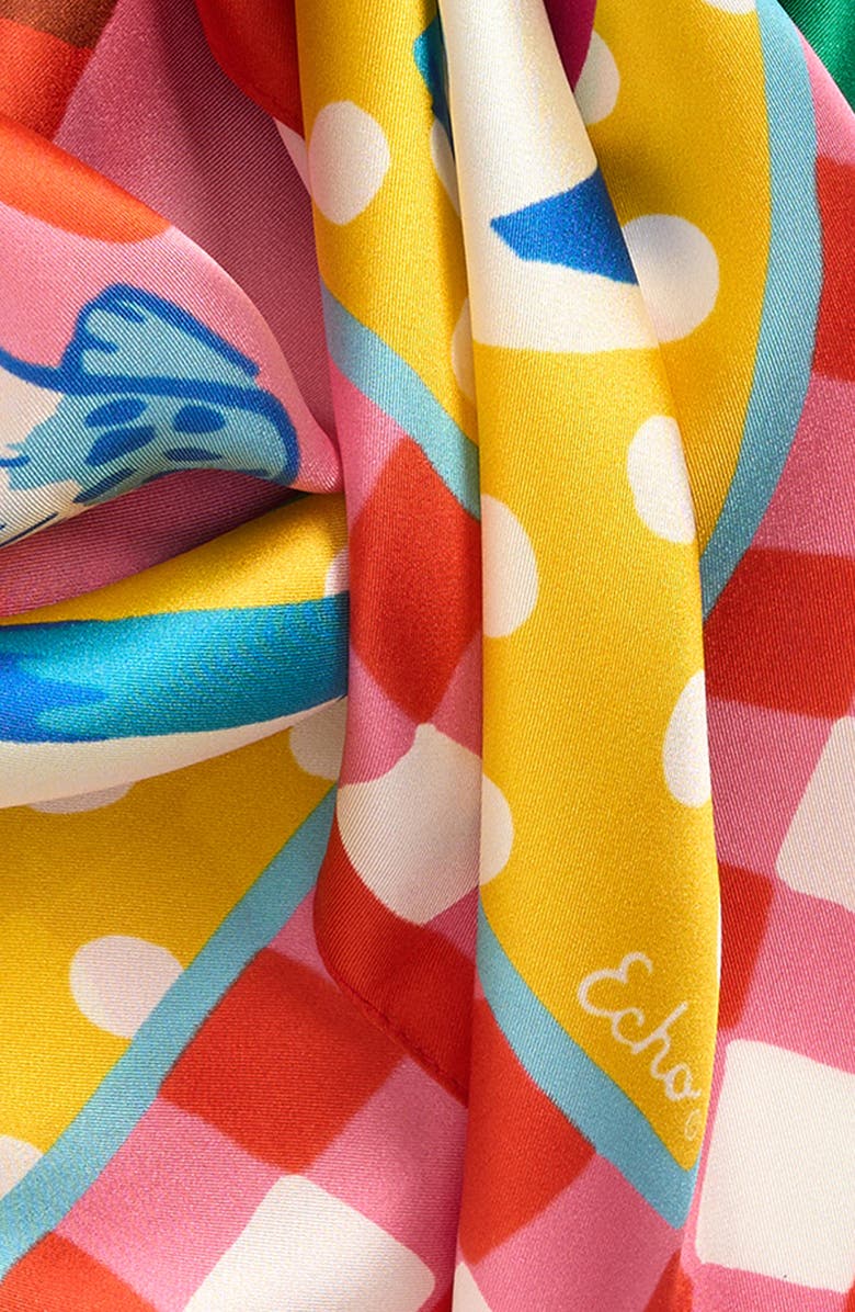 Echo Beach Picnic Silk Square Scarf, Alternate, color, Beach Pink