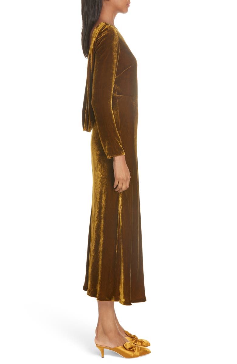 SALONI Tina Cowl Back Velvet Dress, Alternate, color, 