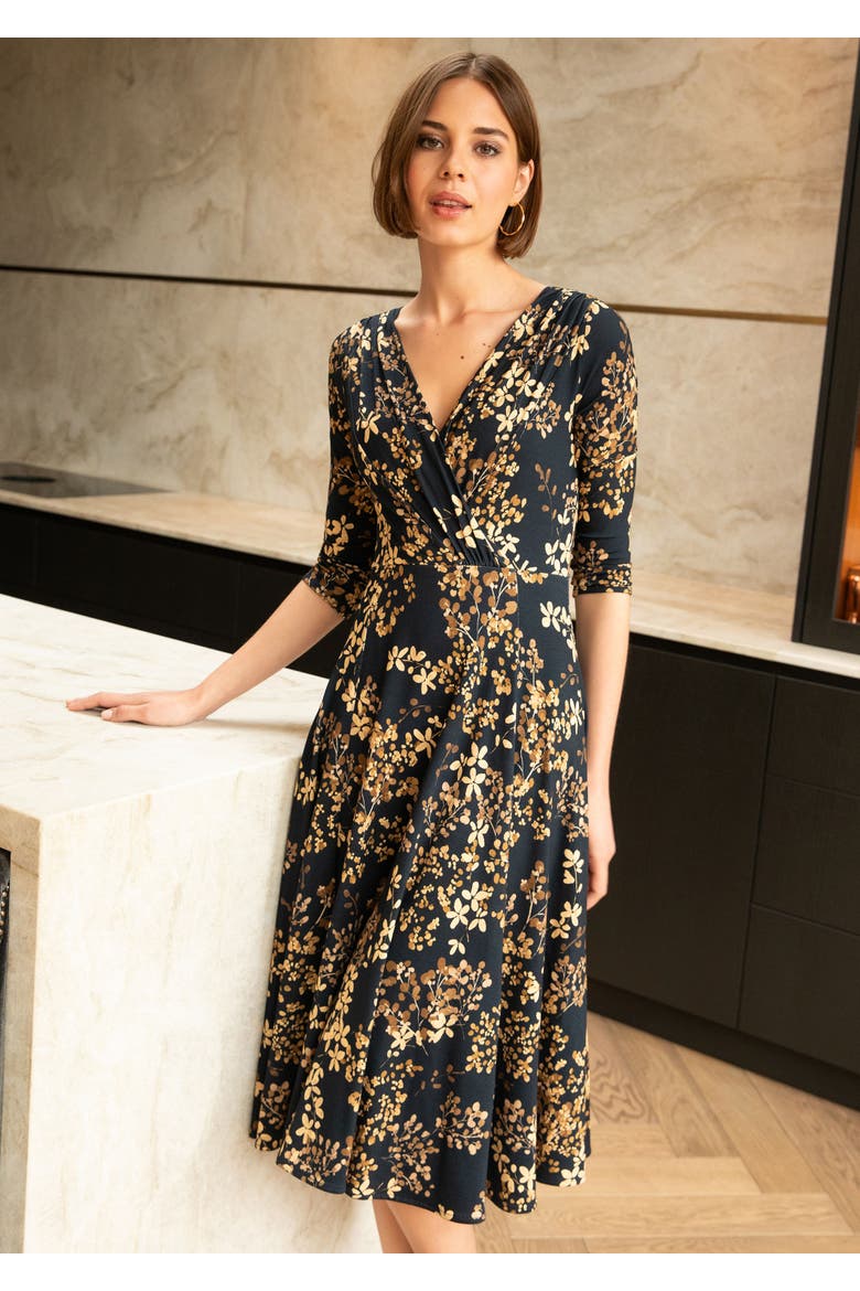 Annie 3/4 Sleeve Midi Dress, Alternate, color, Golden Blossom