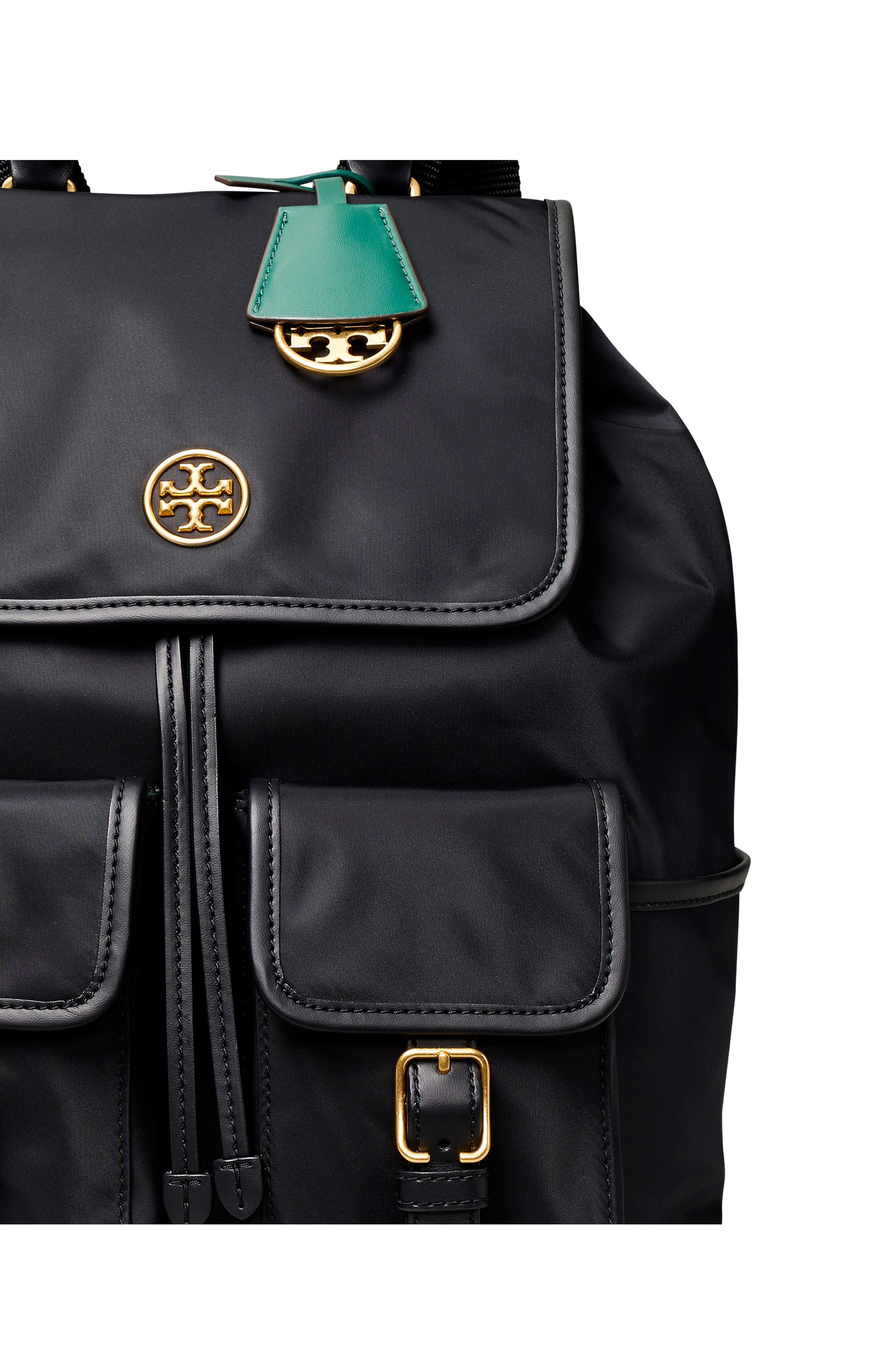 Tory Burch Piper Flap Nylon Backpack, Alternate, color, 
