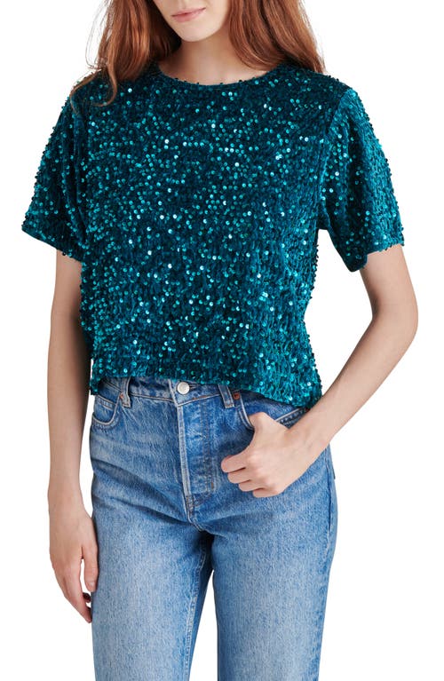 Steve Madden Women's Cressa Sequined Velvet Top In Shaded Spruce
