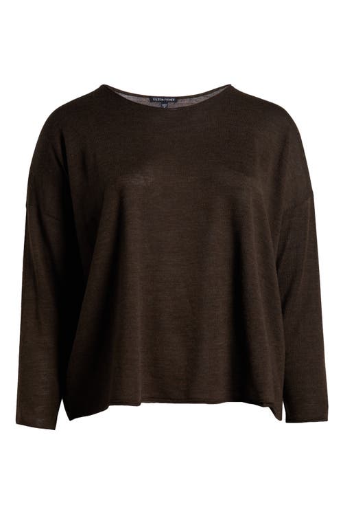 Eileen Fisher Jewel Neck Wool Sweater In Wren