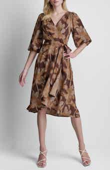 Floral Crepe Wrap Dress