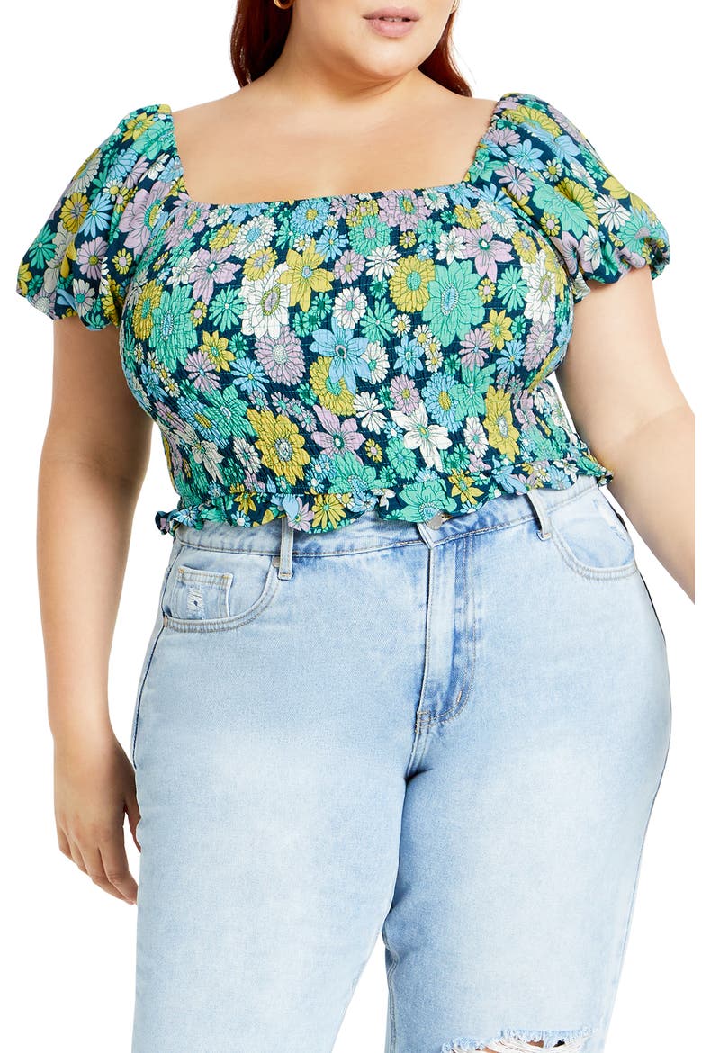Naomi Smocked Off the Shoulder Top, Main, color, HIPPIE CHIC