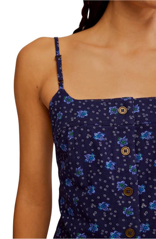Free People Maddie Floral Print Sleeveless Top In Navy Combo