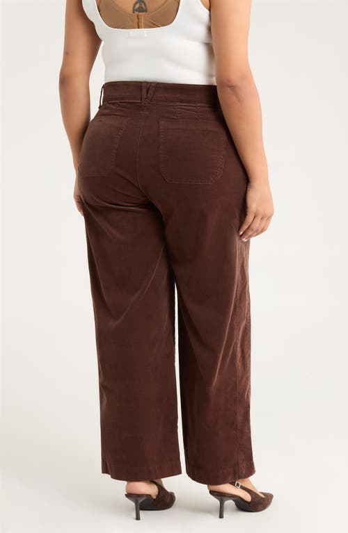 Wit & Wisdom Emma 'ab'solution Patch Pocket High Waist Wide Leg Corduroy Pants In Brown