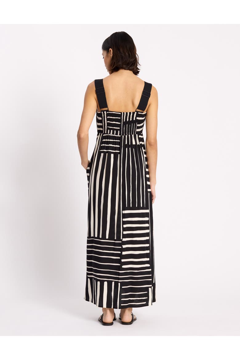 Patchwork Stripe Wide Strap Sundress, Alternate, color, Black