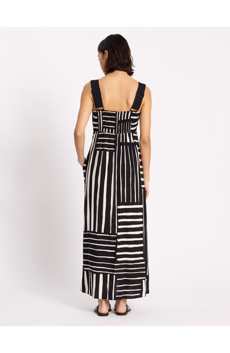 Albaray Patchwork Stripe Wide Strap Sundress, Alternate, color, Black