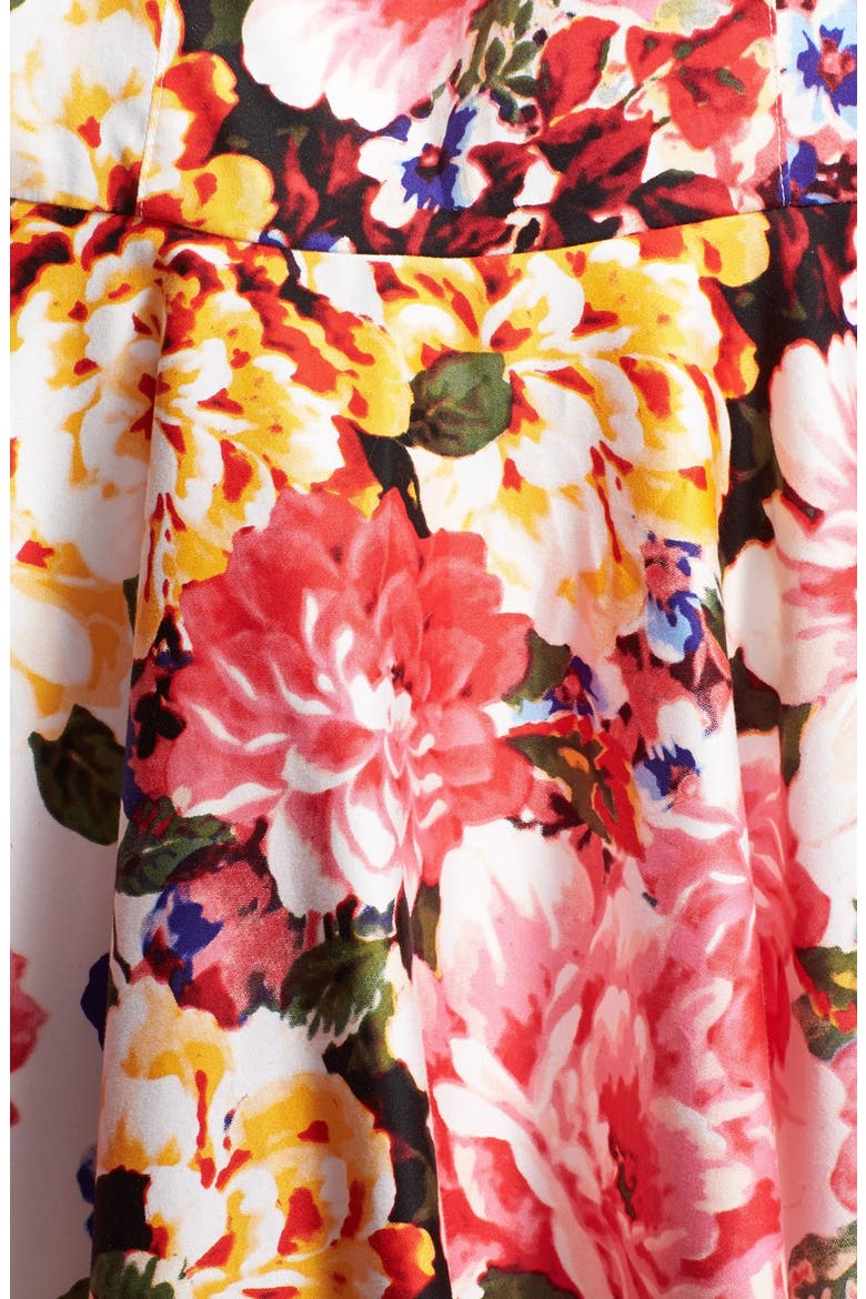 Floral Print Cotton Sateen Fit & Flare Dress, Alternate, color, FLORAL PRINT