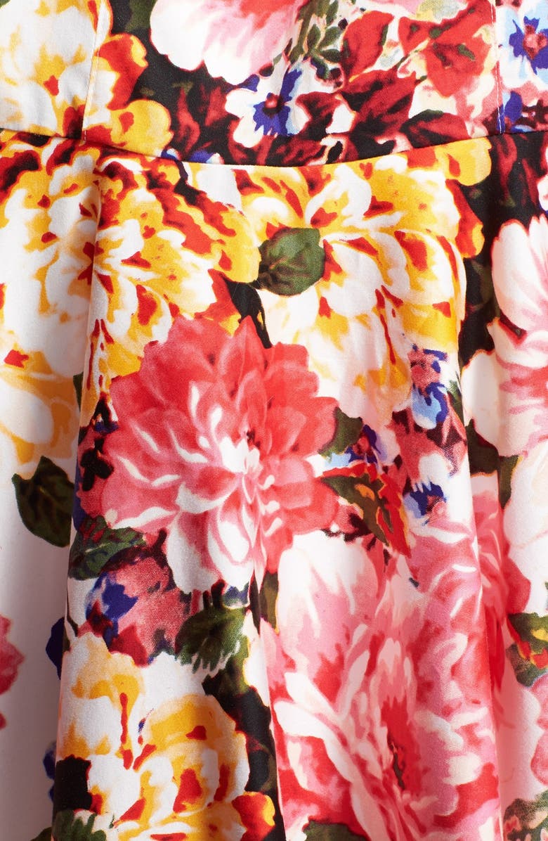 Maggy London Floral Print Cotton Sateen Fit & Flare Dress, Alternate, color, 