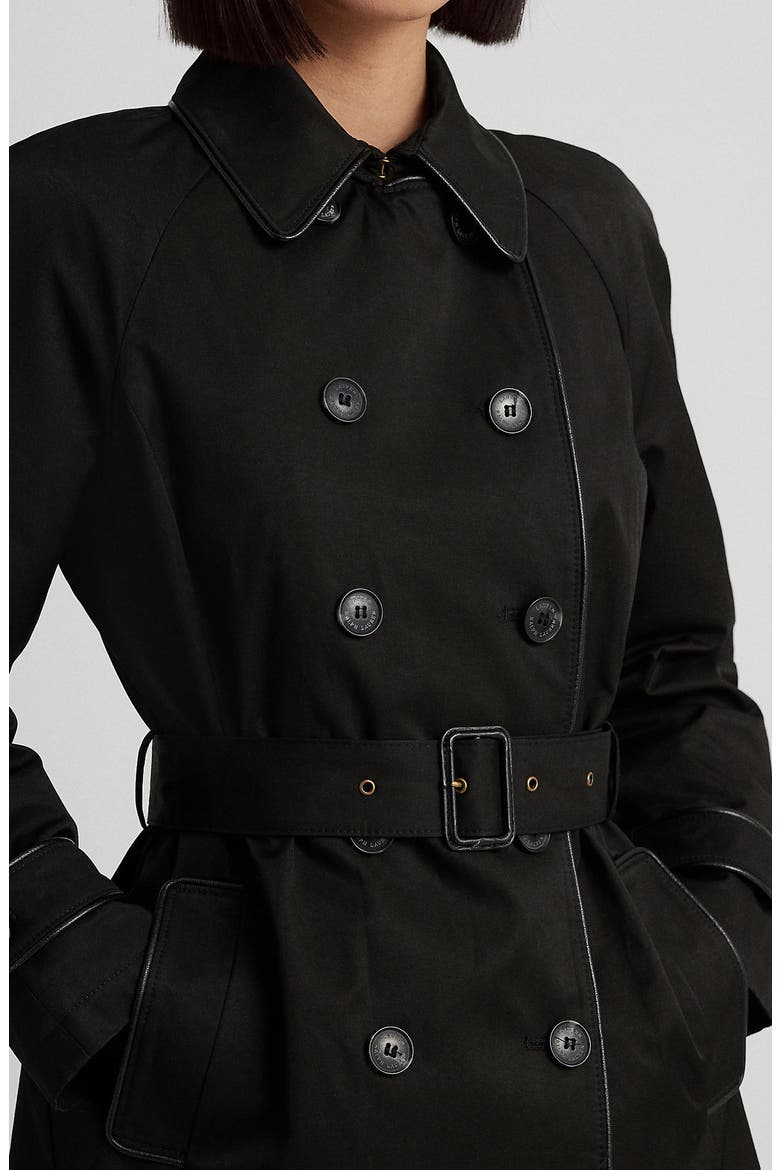 Water Repellent Cotton Blend Belted Trench Coat, Alternate, color, BLACK