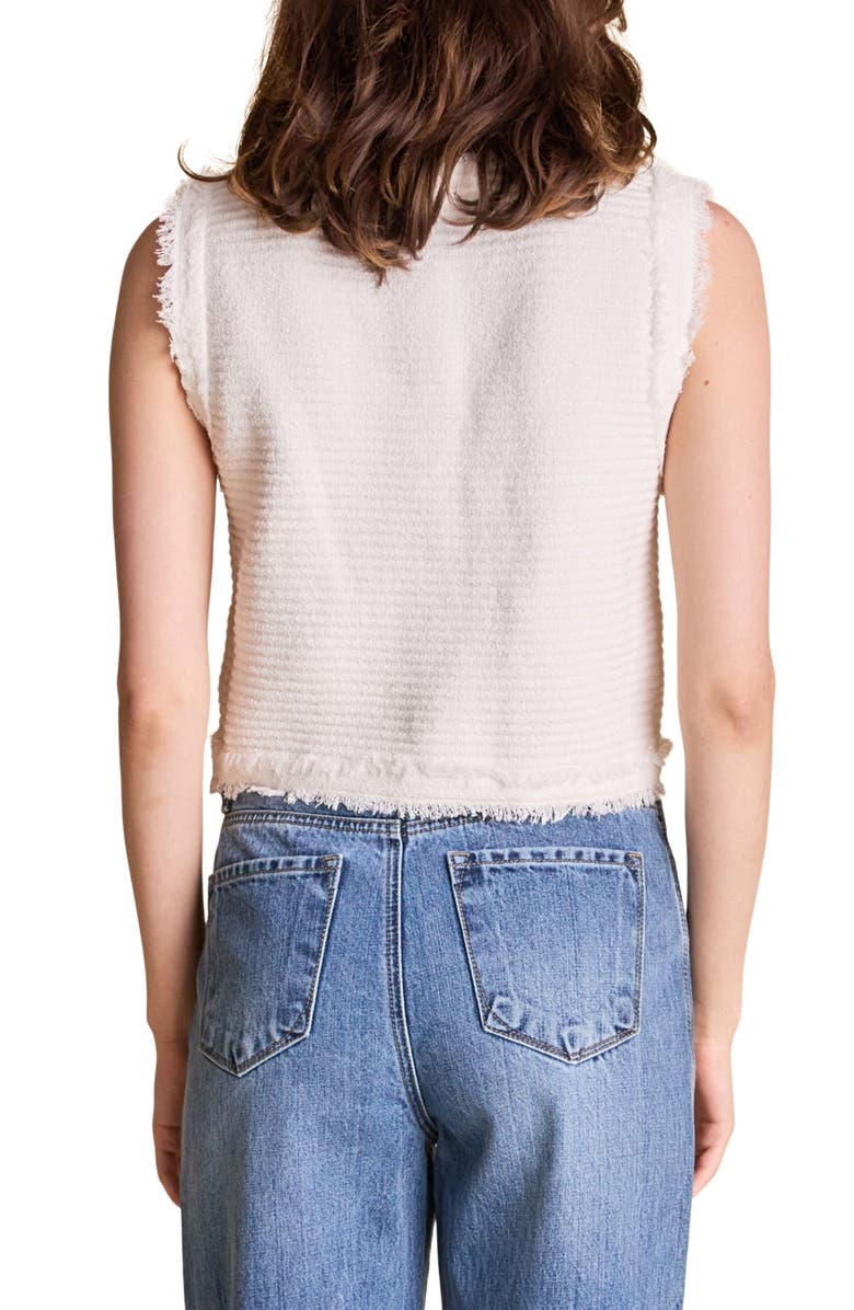 English Factory Fringe Detail Knit Vest, Alternate, color, Off White