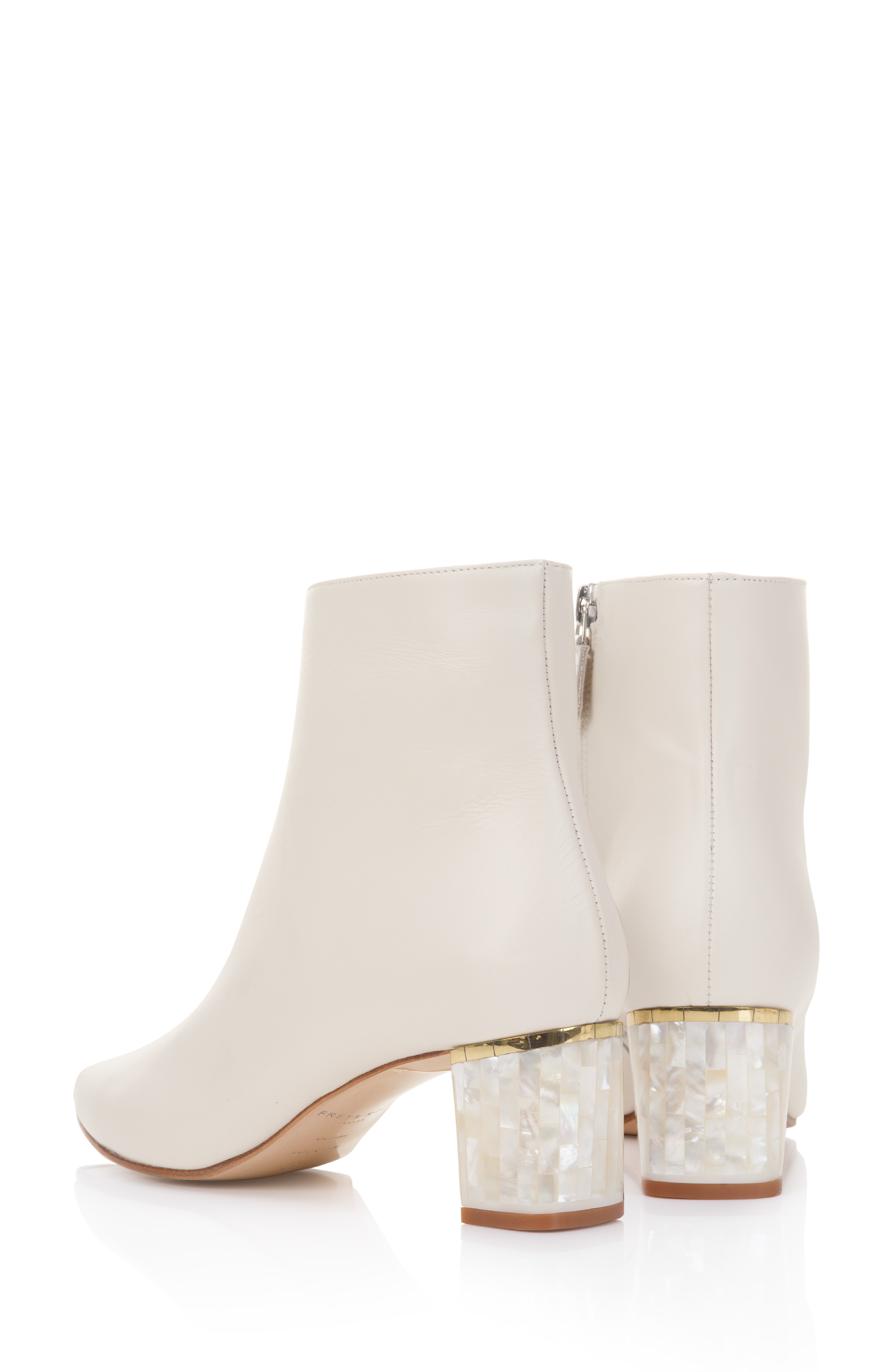 Freya Rose June White Pearl Heel Ankle Boots, Alternate, color, White