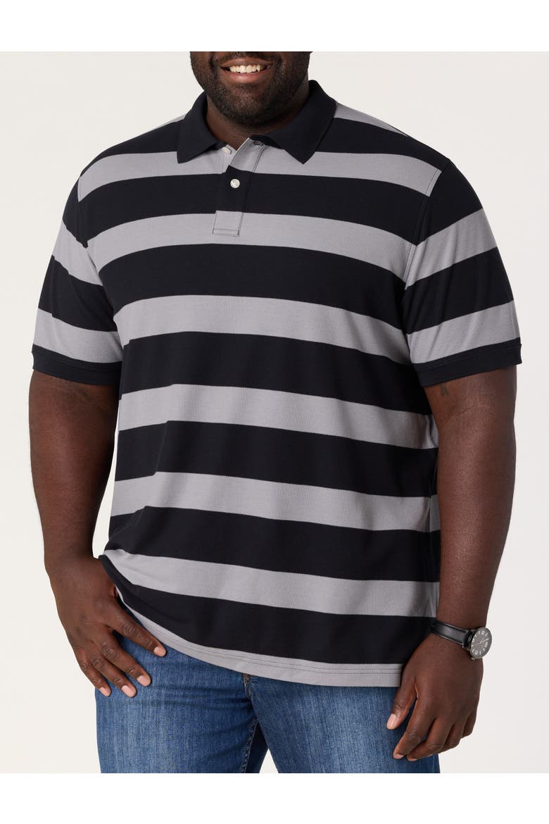Big & Tall Large Striped Polo Shirt, Main, color, BLACK