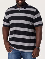 Harbor Bay by DXL Big & Tall Large Striped Polo Shirt