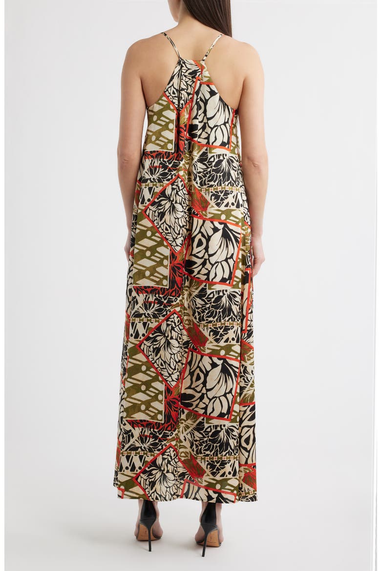 Mixed Print Satin Charmeuse Maxi Dress, Alternate, color, BLACK NATURAL