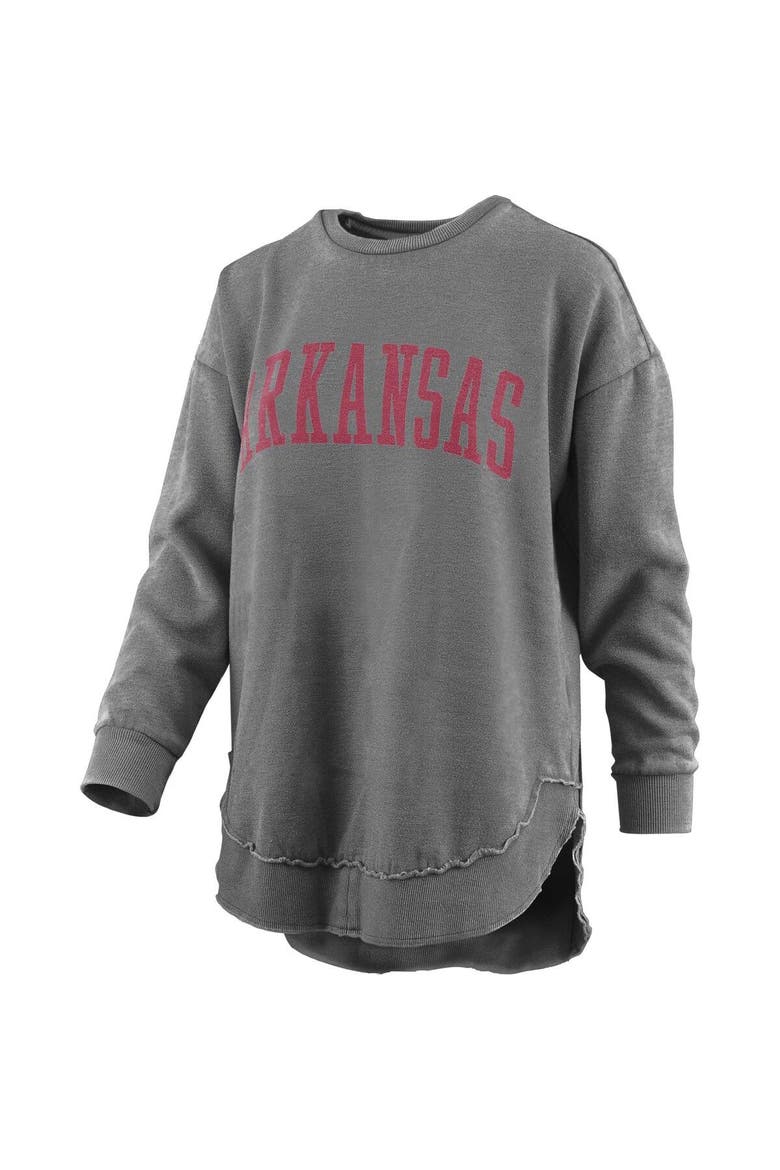 Women's Pressbox Black Arkansas Razorbacks Vintage Wash Pullover Sweatshirt, Main, color, Black