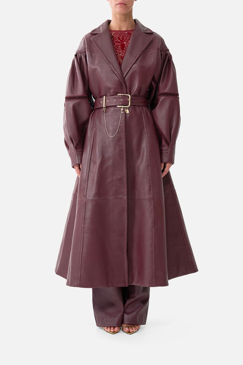 Leather Coat With Tucked Sleeves, Main, color, Call Me A Carriage