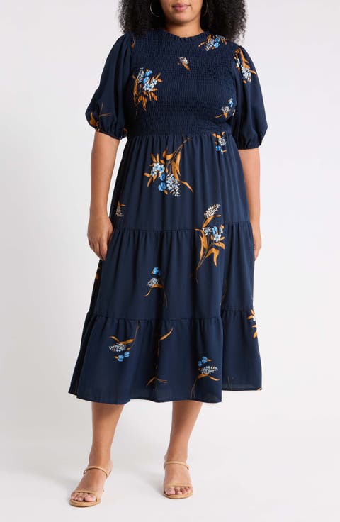 Dusk Bloom Floral Smocked Tiered Dress