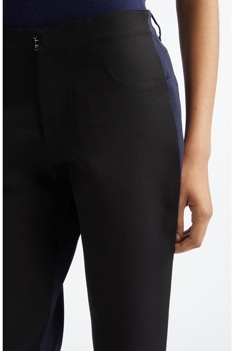 Two-Tone Virgin Wool Grain de Poudre Ankle Trousers, Alternate, color, MIDNIGHT/ BLACK