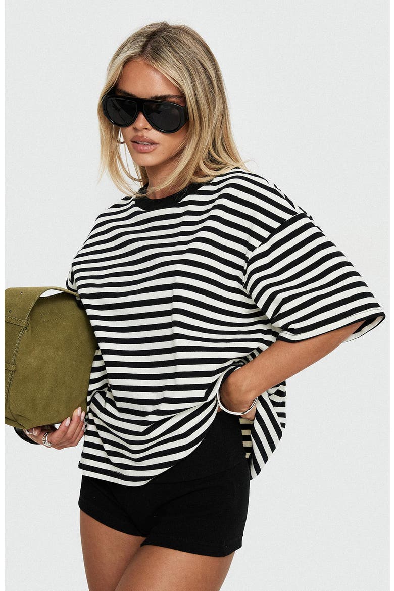 Settle Down Stripe Oversize T-Shirt, Alternate, color, BLACK / WHITE STRIPE