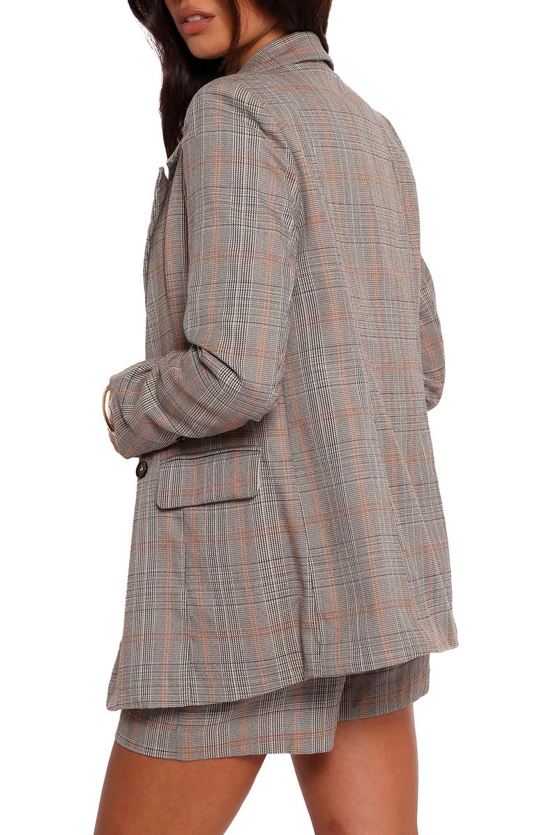 Petal & Pup Lesia Double Breasted Plaid Blazer, Alternate, color, Taupe Multi