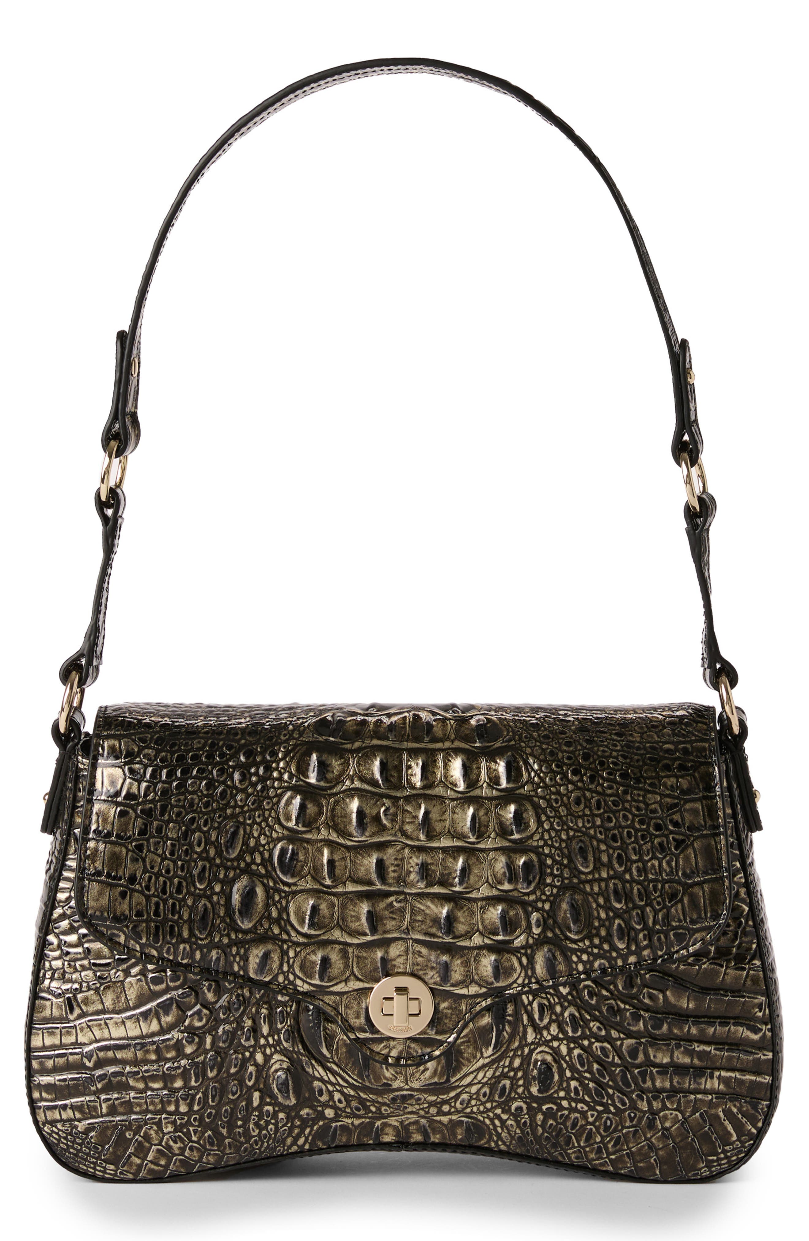 Brahmin Nerida Croc Embossed Leather Shoulder Bag, Main, color, 