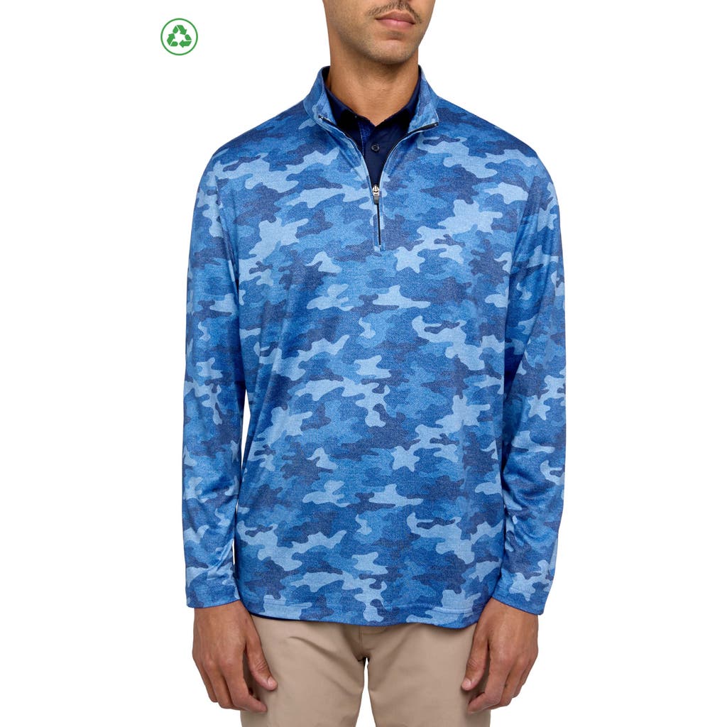 CONSTRUCT Regular Fit Camo Print Recycled Performance Quarter Zip in Navy/blue  product