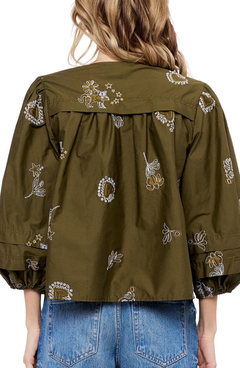 CIEBON Liliane Embroidered Cotton Top, Alternate, color, Olive