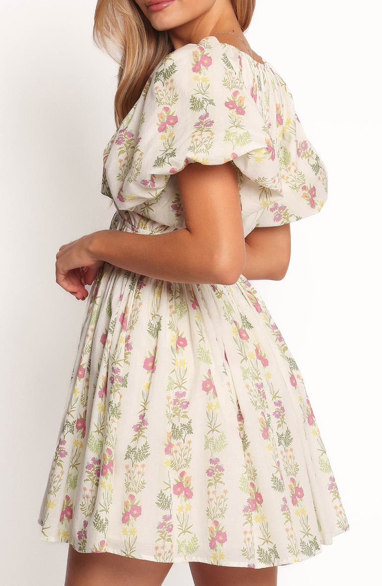 Petal & Pup Zadie Floral Puff Sleeve Minidress, Alternate, color, Light Green