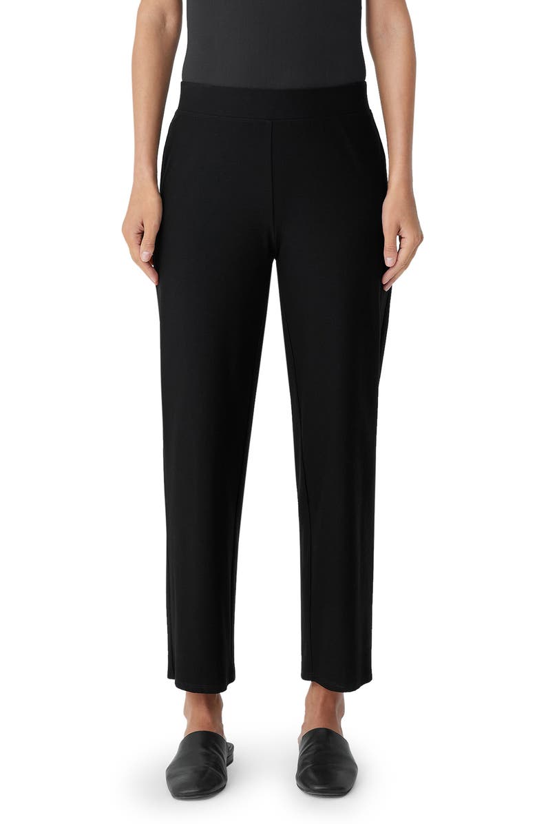 Eileen Fisher Stretch Crepe Ankle Crop Straight Leg Pants, Main, color, 