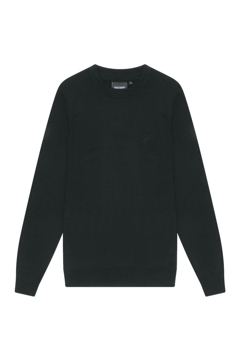Tonal Eagle Merino Crew Neck Sweater, Alternate, color, Jet Black