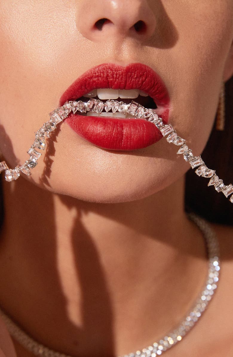 Aurate New York Lab Grown Sapphire Mixed Shape Tennis Necklace, Alternate, color, White Vermeil