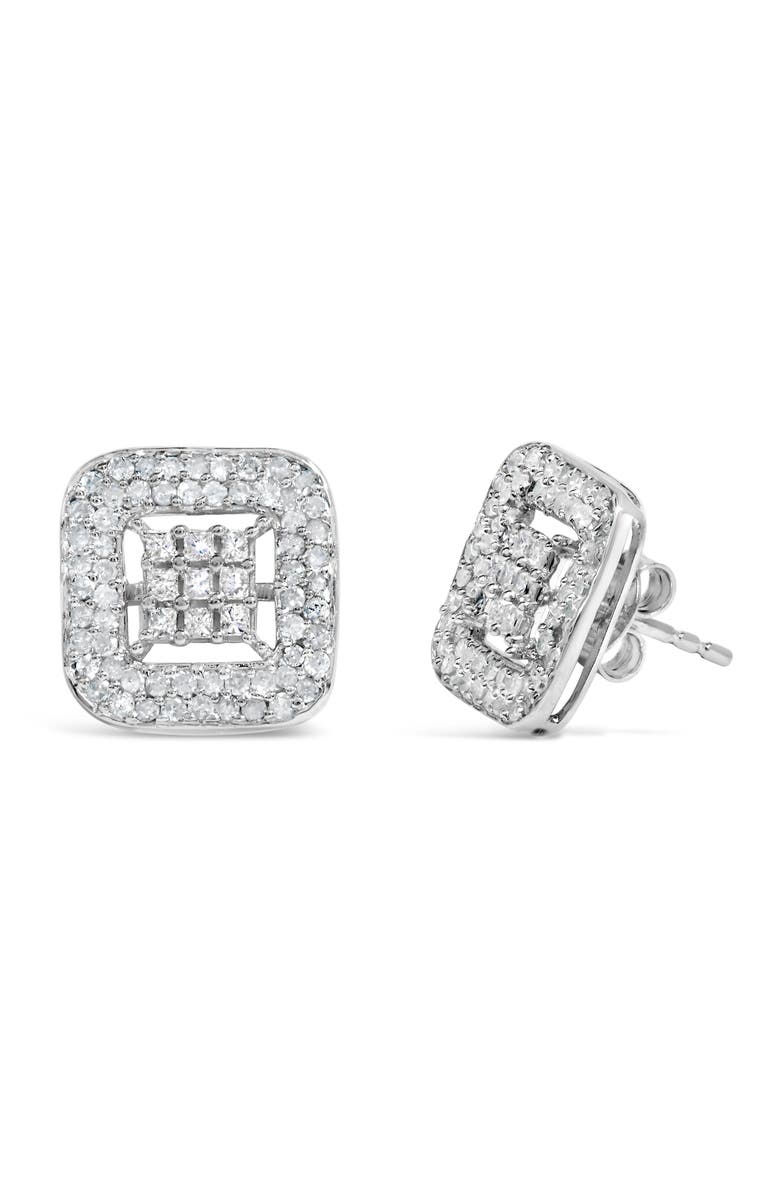Haus of Brilliance 10K White Gold 1.00 Cttw Diamond Composite and Halo Stud Earrings, Alternate, color, White