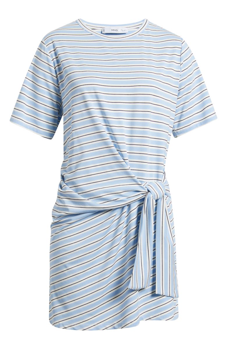 MANGO Nudo Stripe Tie T-Shirt Dress, Alternate, color, Sky Blue