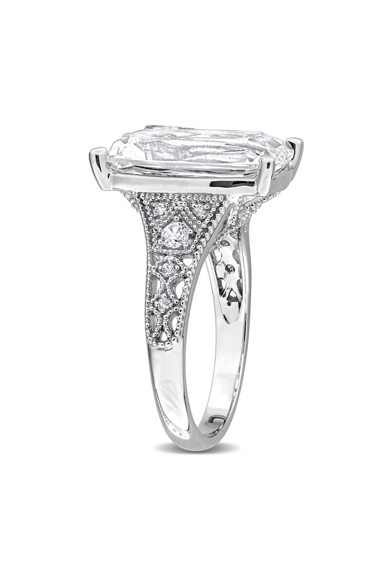 Cushion Cut Lab Created White Sapphire Ring, Alternate, color, METALLIC SILVER