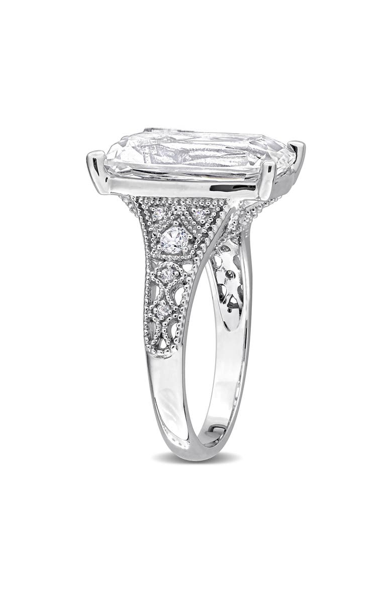 DELMAR Cushion Cut Lab Created White Sapphire Ring, Alternate, color, Metallic Silver