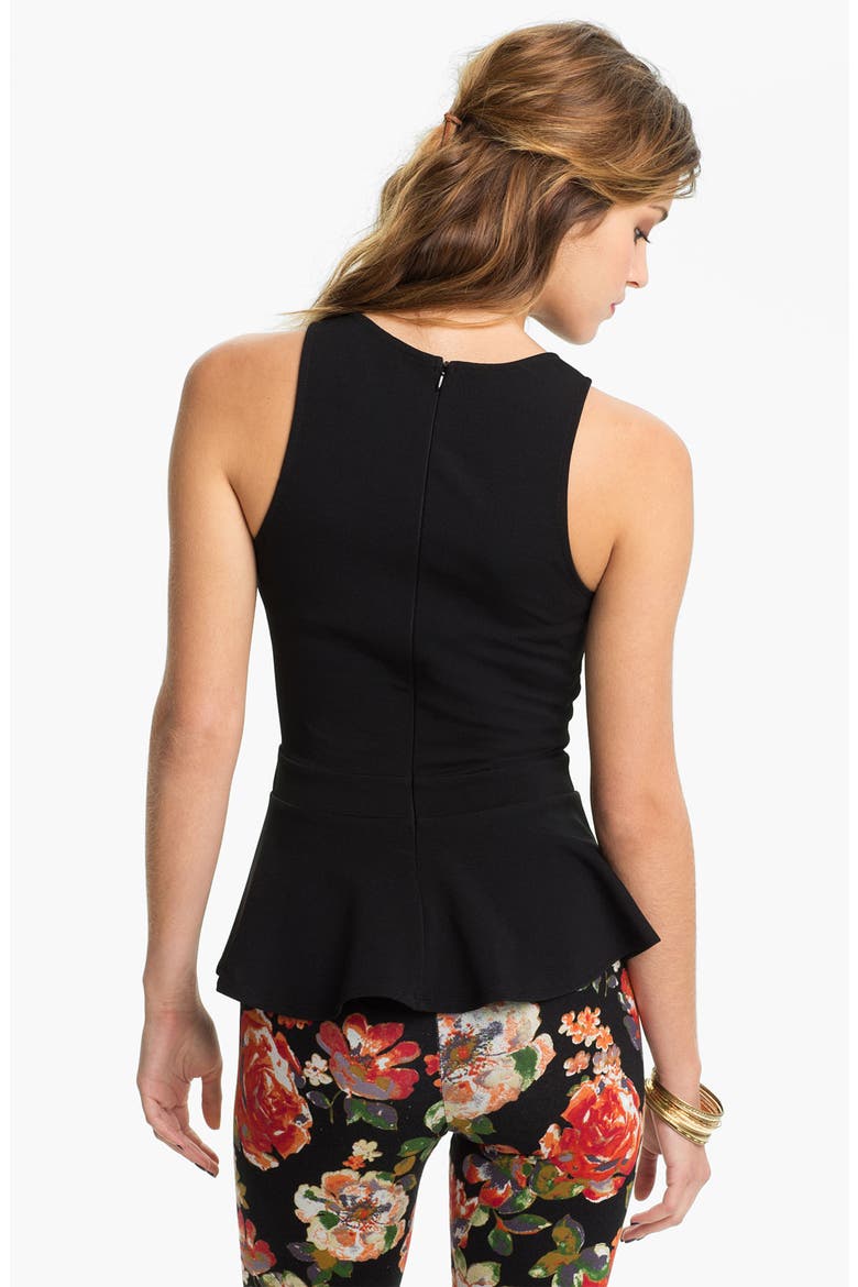 Peplum Tank, Alternate, color, SOLID BLACK