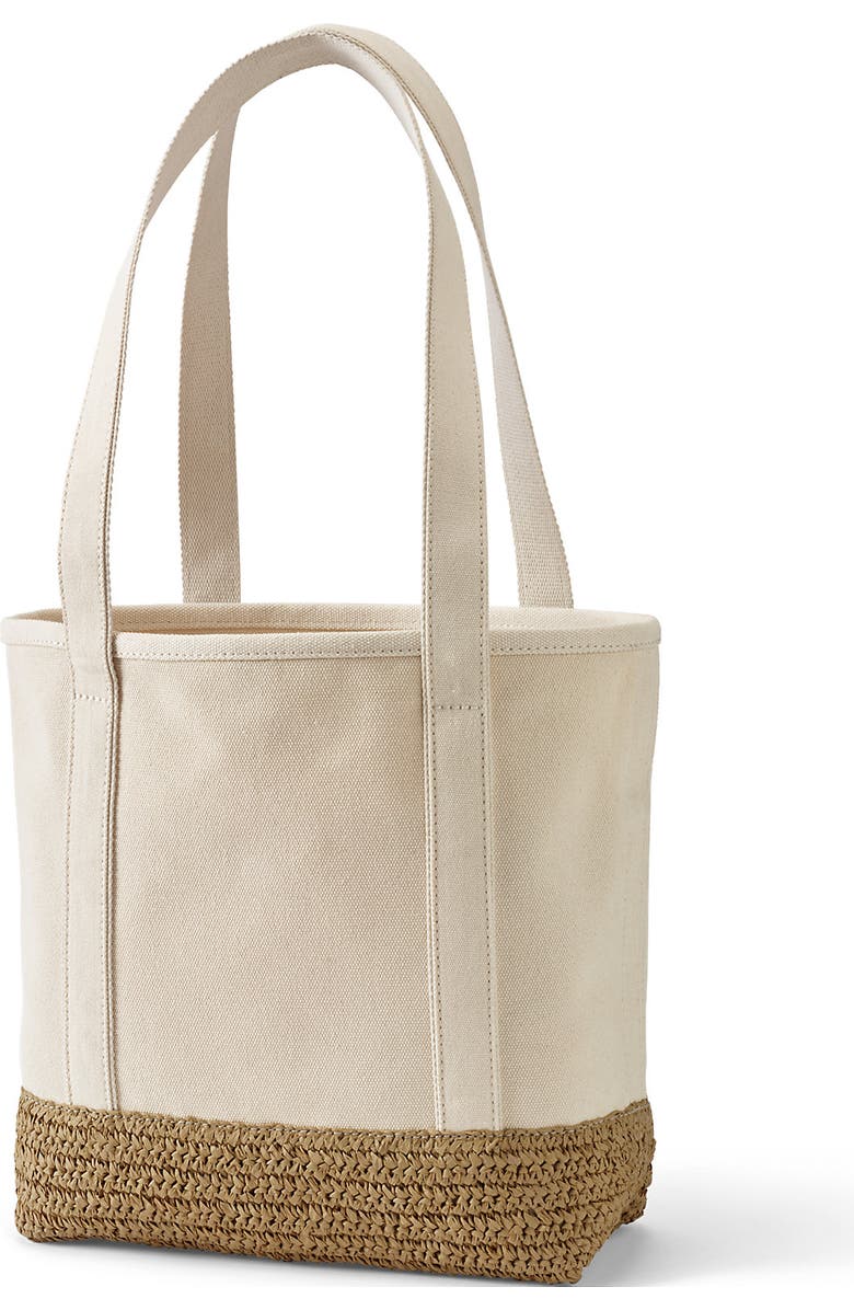 Lands' End Medium Print 5 Pocket Open Top Canvas Tote Bag, Alternate, color,