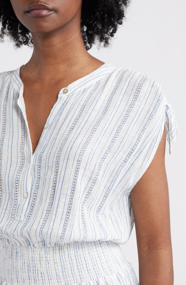 Rails Samina Stripe Smocked Linen Blend Dress, Alternate, color, 