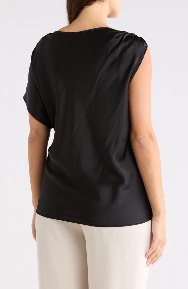 Renee C Asymmetric Satin Top, Alternate, color, Black