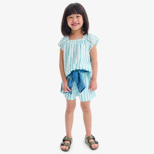 Primary Kids Picnic Top In Seersucker Stripe In White Coast Stripe