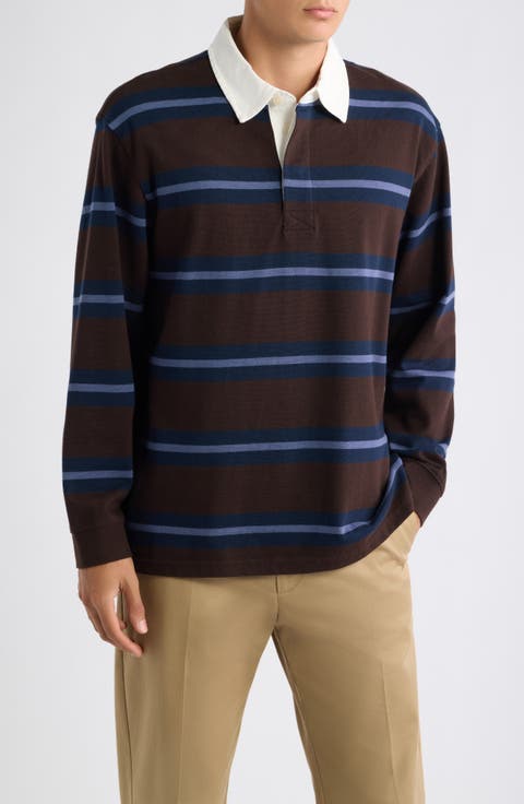 Rowhill Rugby Mirror Stripe Long Sleeve Polo