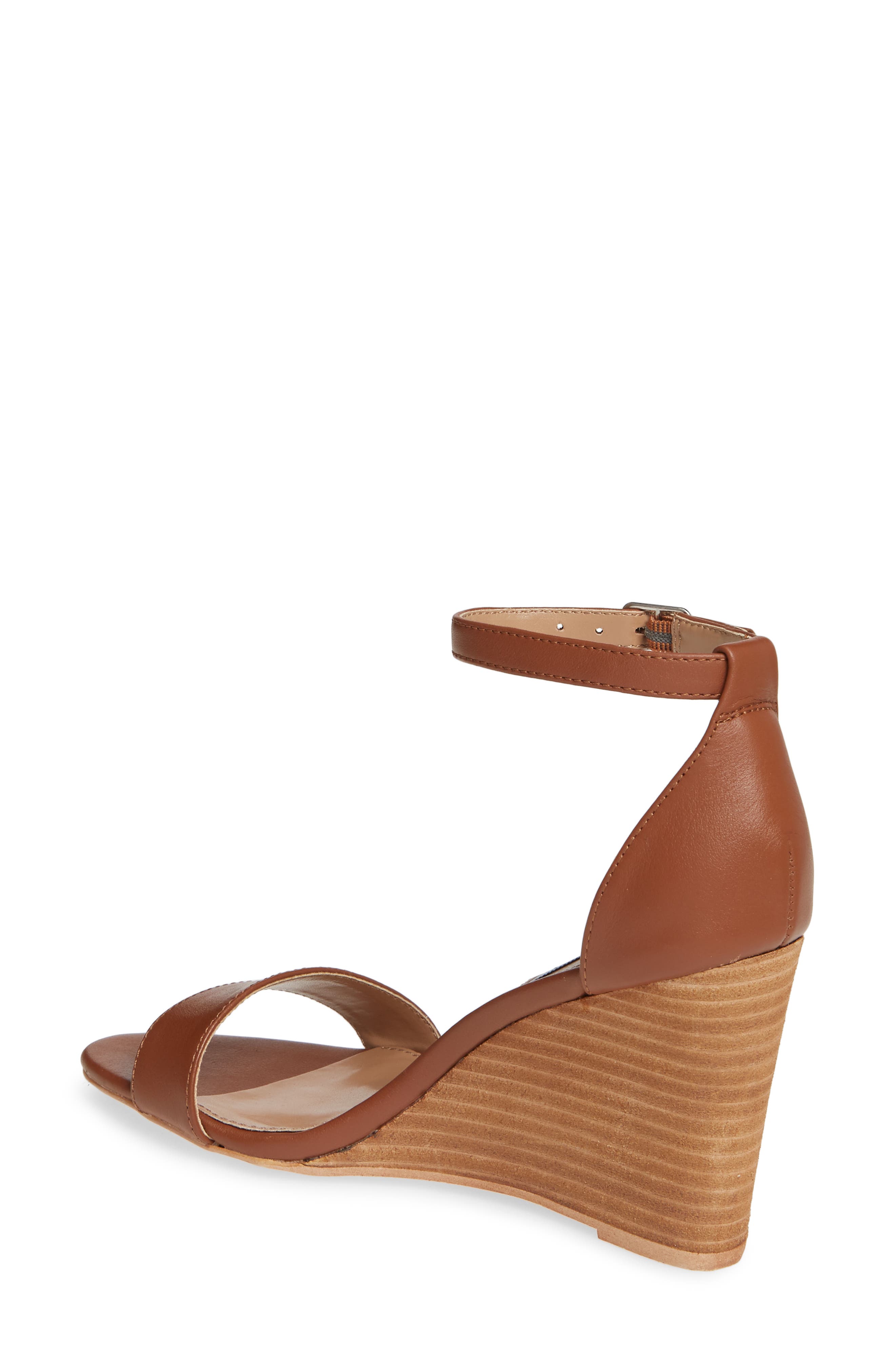 Mary Ankle Strap Wedge, Alternate, color, COGNAC LEATHER