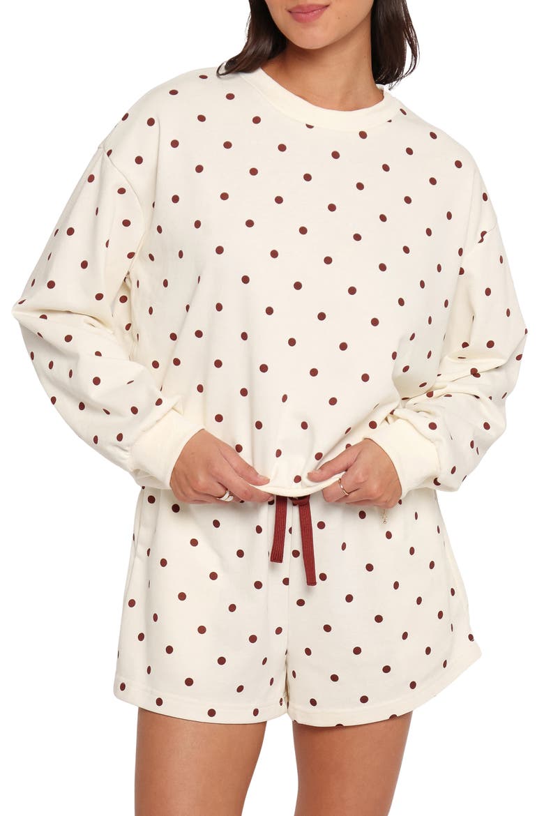 Novie Polka Dot Sweatshirt, Main, color, BROWN POLKA DOT