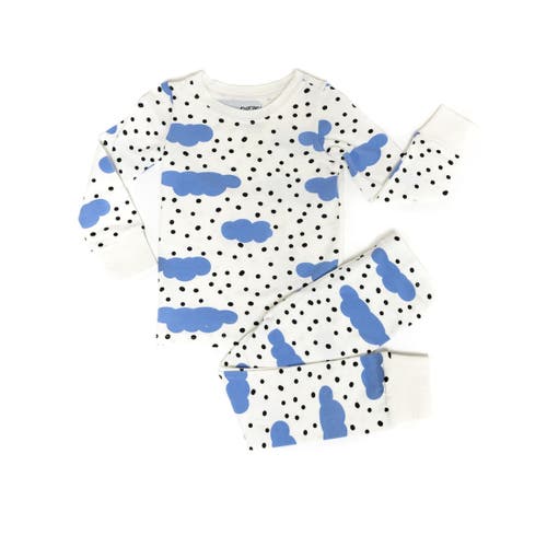 Norani Kids Organic Two-piece Pajama Set In Blue Clouds
